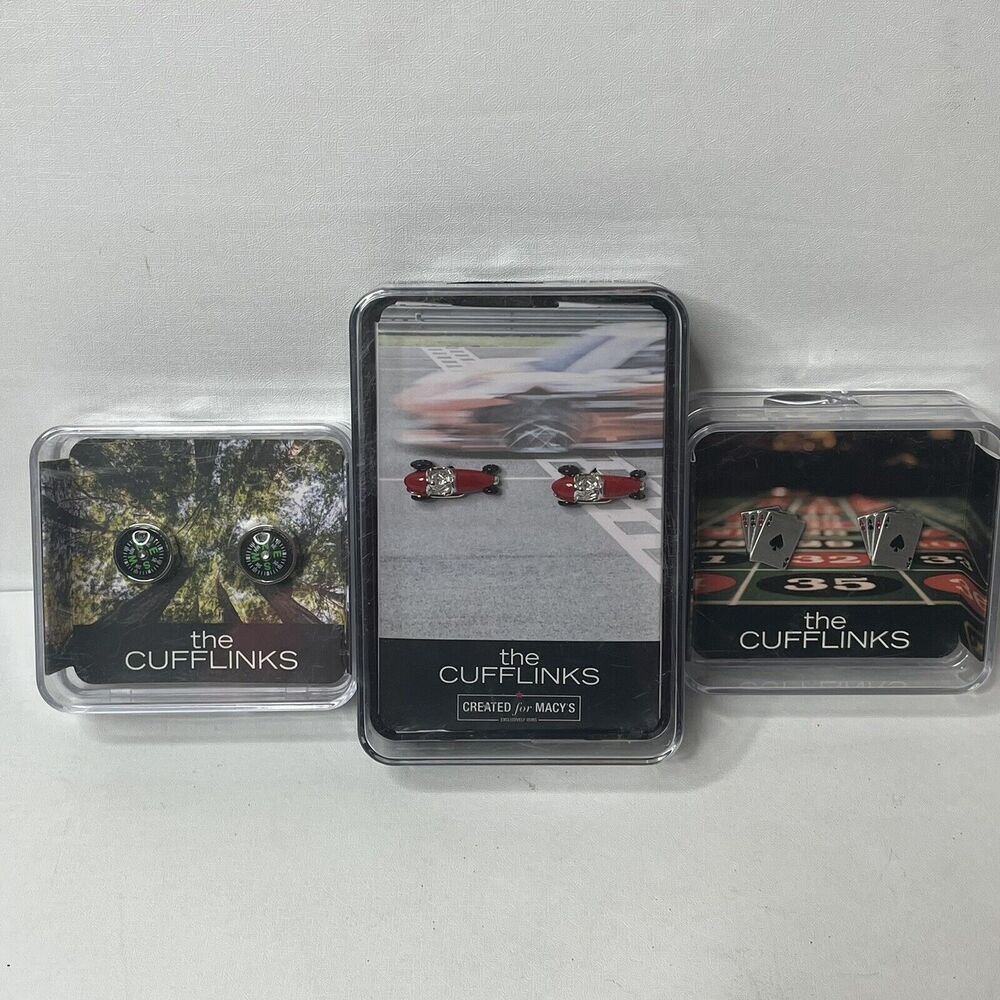 Lot Of 3 The Cufflinks Created For Macy’s Casino Race Cars Compass